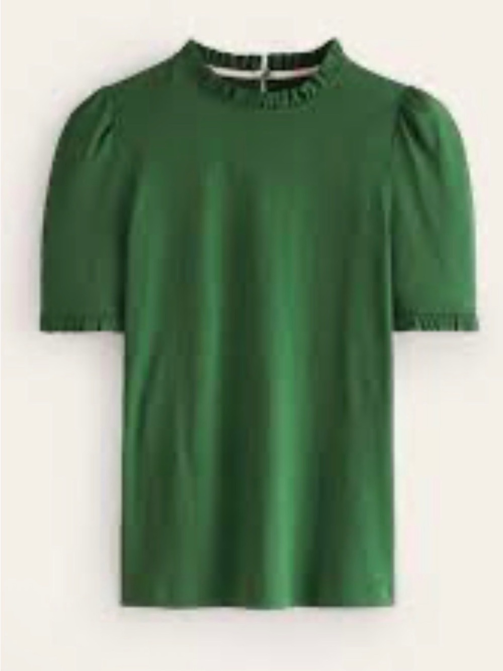 Boden Emerald Green Supersoft Frill Detail T-Shirt Size 10